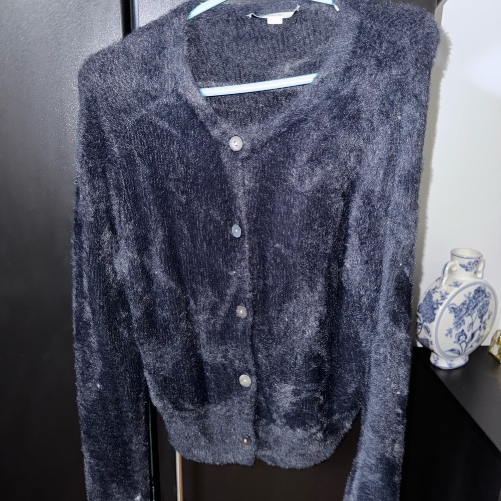 Vince Black Fuzzy Cardigan